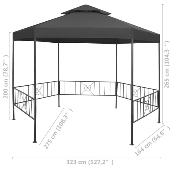 Paviljong 323x275x265 cm antracit