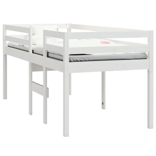 hög sovbädd vit 90x190 cm massivt trä furu