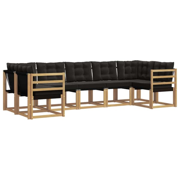 Utomhussoffset med kudde 7 pcs Vit och svart