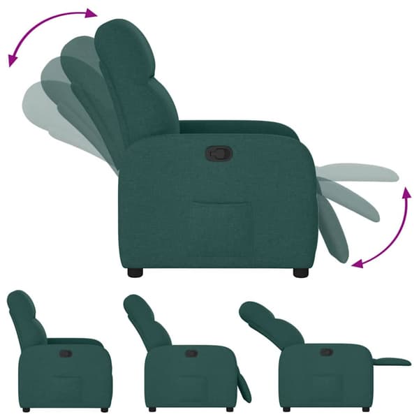 Reclinerfåtölj mörkgrön tyg