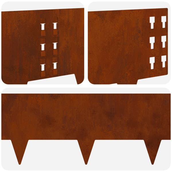 Kant för gräsmatta 20 pcs 100 x 25 cm Stål Rostig