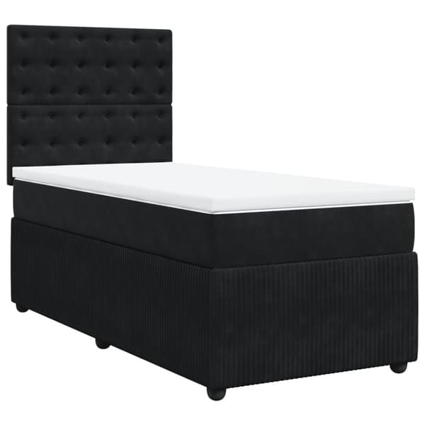 Ramsäng med madrass svart 90x190 cm sammet