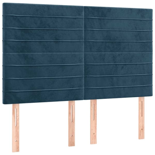 Ramsäng med madrass mörkblå 140x200 cm sammet