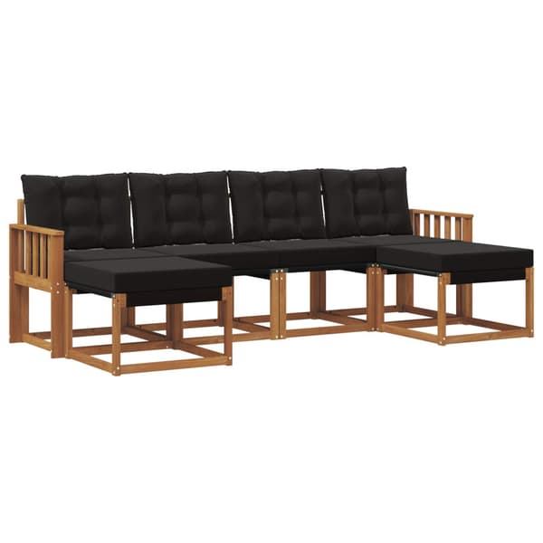 Utomhussoffset med kudde 6 pcs Naturlig och svart