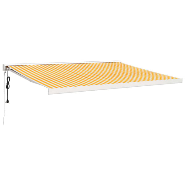 Markis infällbar gul och vit 4,5x3 m tyg&aluminium