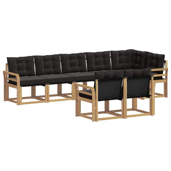 Utomhussoffset med kudde 8 pcs Vit och svart