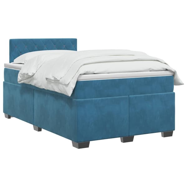 Boxspring säng med madrass och LED Blå 120 x 200 cm Sammet