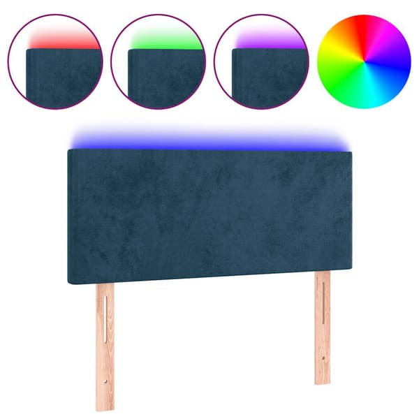 Sänggavel LED mörkblå 90x5x78/88 cm sammet