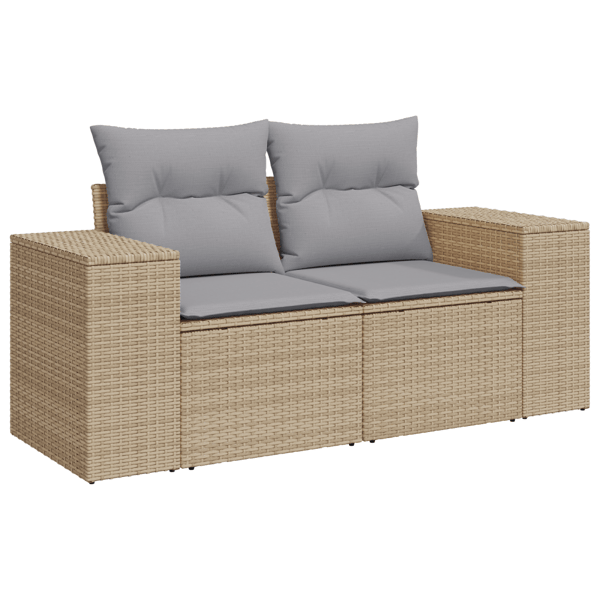 Trädgårdsoffset med kudde 11 pcs Beige konstrotting