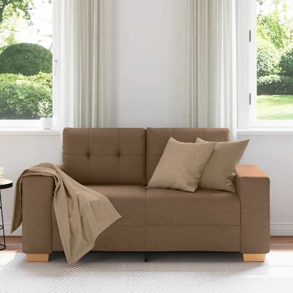 Tvåsitssoffa brun 160x77x82 cm tyg