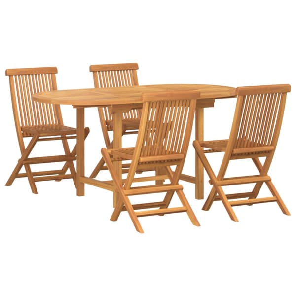 Trädgårdsmöbelset 5 pcs Brun Massivt teakträ