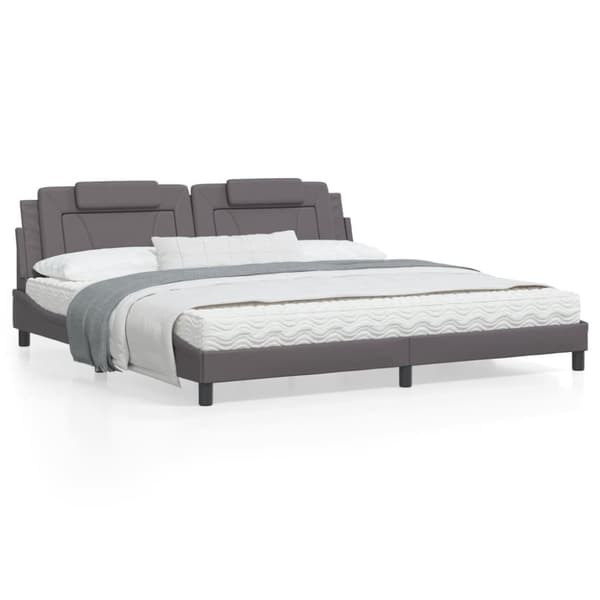 Bed Frame "Viana" with LED without Mattress Grey 200x200 cm