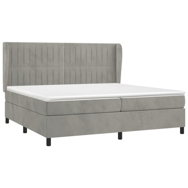 Ramsäng med madrass ljusgrå 200x200 cm sammet