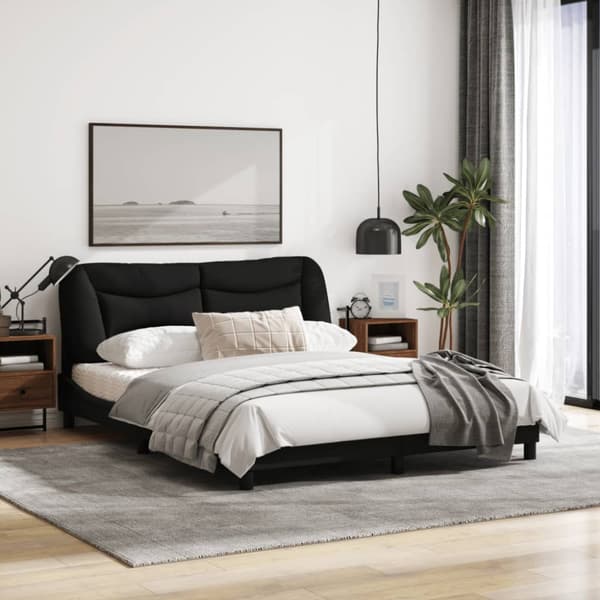 Bed Frame without Mattress "Hvar" Black 160x200 cm Fabric