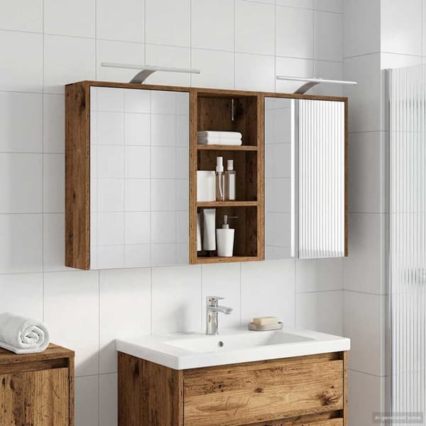 Badrumsskåpsset 3 st 116 x 16 x 62,5 cm Konstruerat trä