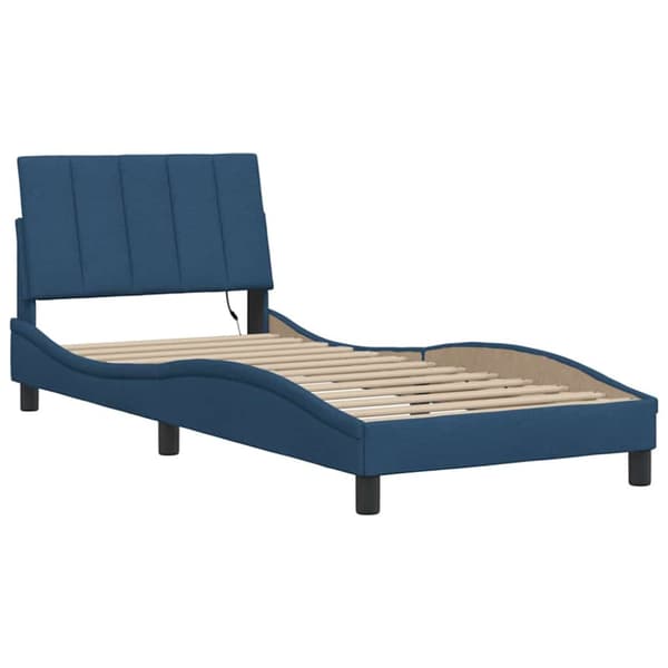 Bed Frame without Mattress "Hanko" Blue 90x200cm Fabric