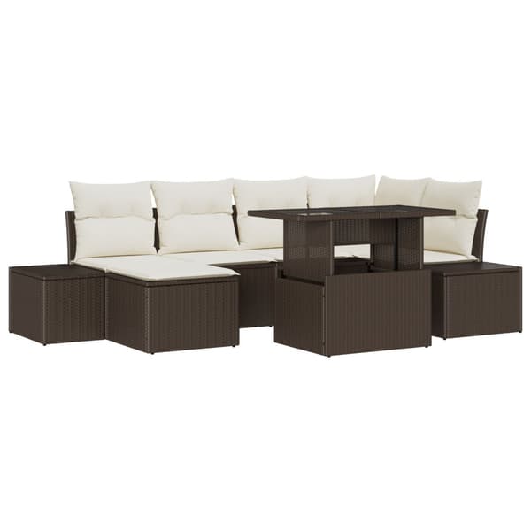 Trädgårdsoffset med lagring 7 pcs Brun Poly rattan