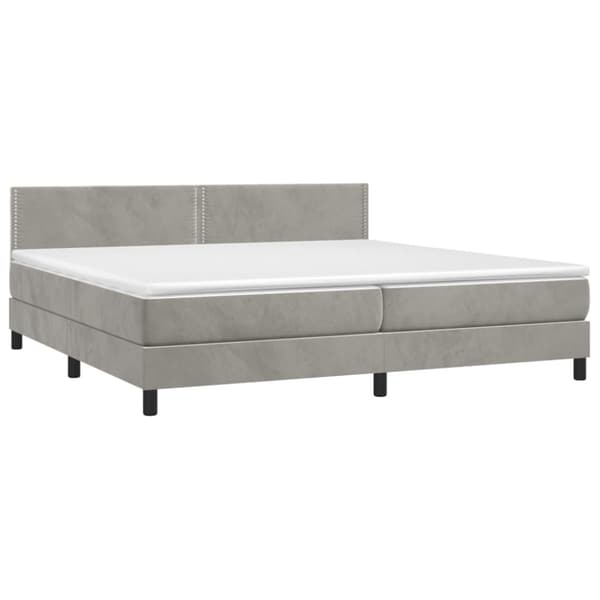 Ramsäng med madrass ljusgrå 200x200 cm sammet