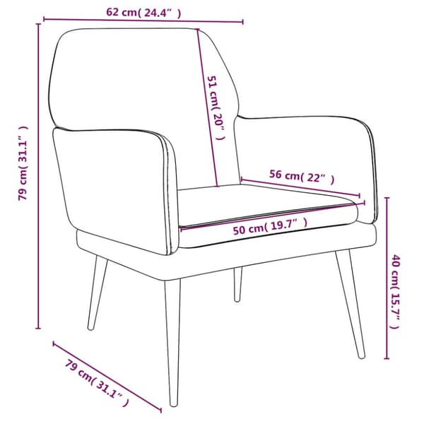 Loungestol gräddvit 62x79x79 cm sammet