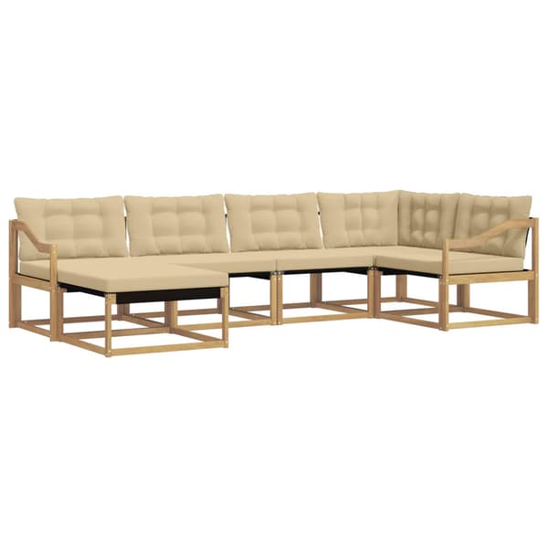 Utomhussoffset med kudde 6 pcs Vit och Beige