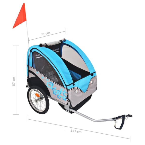 Cykelvagn grå och blå 30 kg