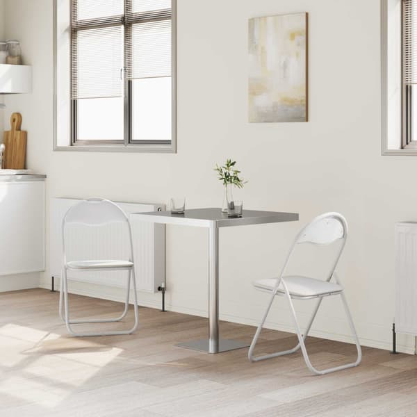 Fällstol 2 pcs Vitt och Grått 48 x 43,5 x 81 cm Konstläder