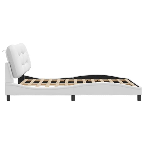 Bed Frame with LED without Mattress "Hvar" White 160x200 cm