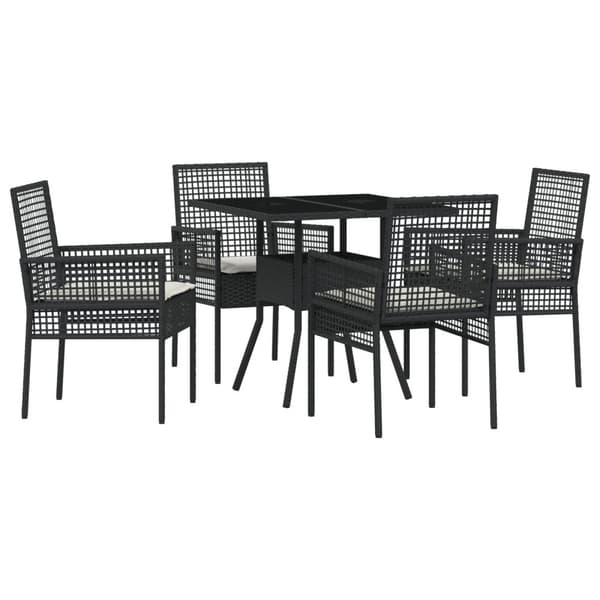 Trädgårdsmöbelset 5 pcs Svart konstrotting