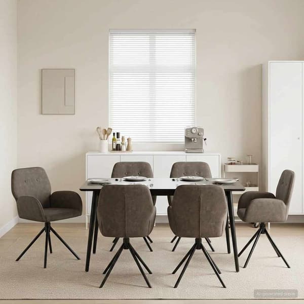 Svängande Matstolar 6 pcs Faux Mockaläder Mörkgrå