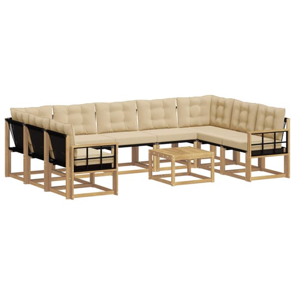 Utomhussoffset med kudde 10 pcs Vit och Beige