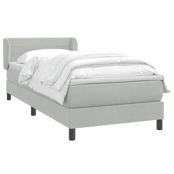 Ramsäng med madrass ljusgrå 80x210 cm sammet