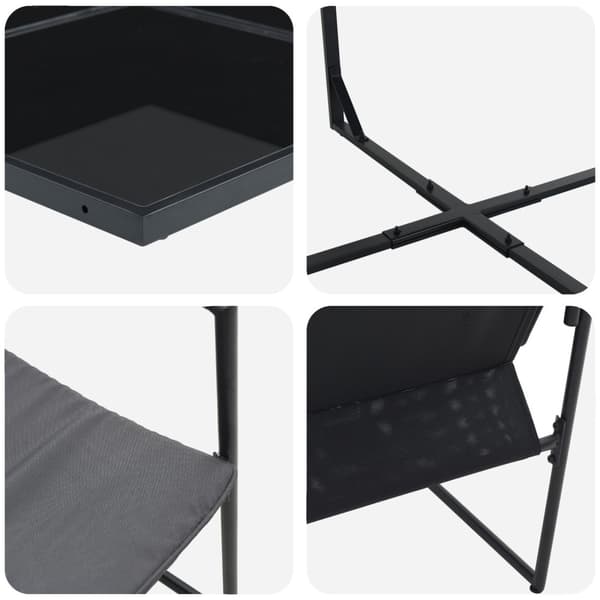 Trädgårdsmöbelset 9 pcs Svart Stål