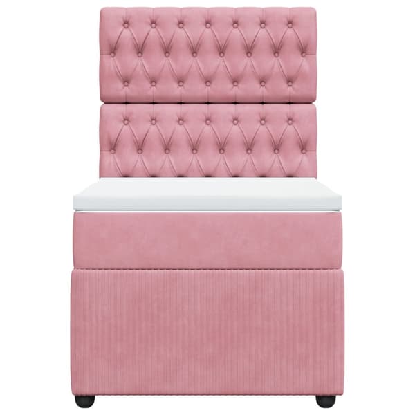 Ramsäng med madrass rosa 90x190 cm sammet