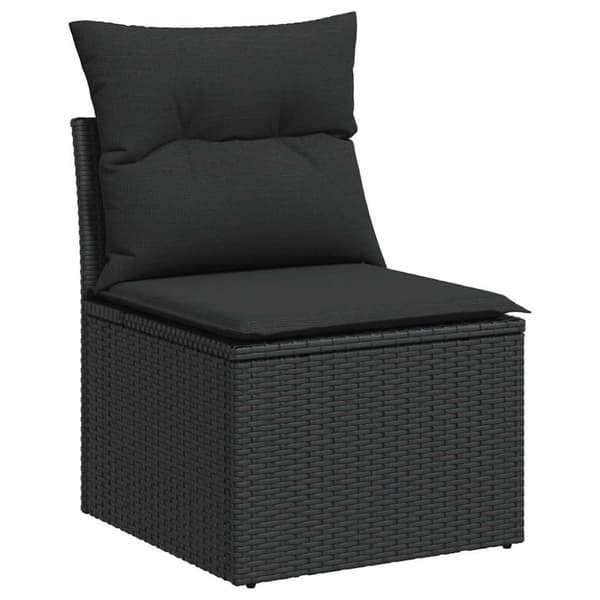 Loungegrupp med dynor 6 delar svart konstrotting