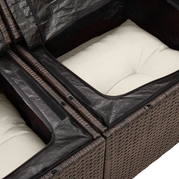 Trädgårdsoffset med kudde med lagring 9 pcs Grå Poly rattan