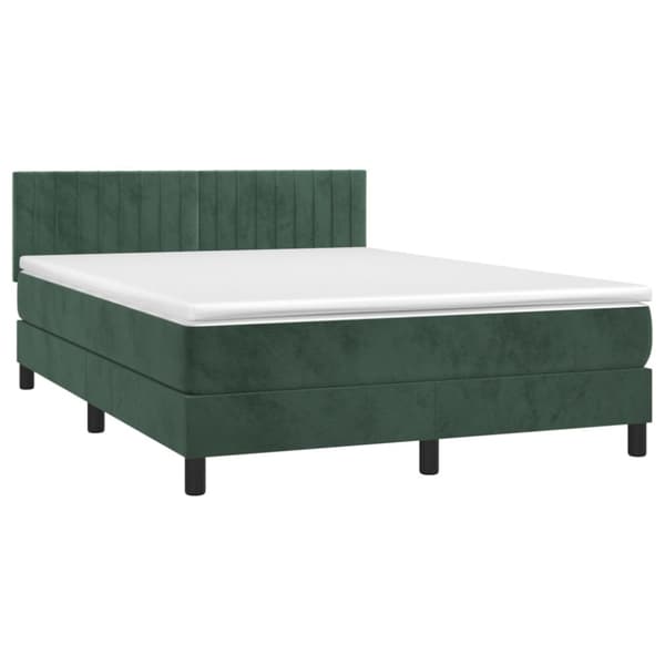 Ramsäng med madrass mörkgrön 140x190 cm sammet
