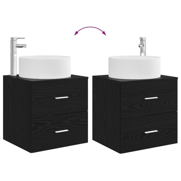 Badrumsmöbelset 2 pcs Svart ek Konstruerat trä