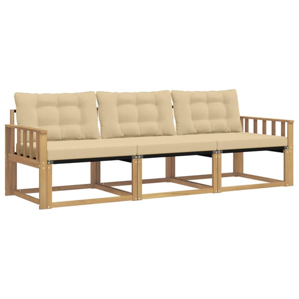Utomhussoffset med kudde 3 pcs Vit och Beige
