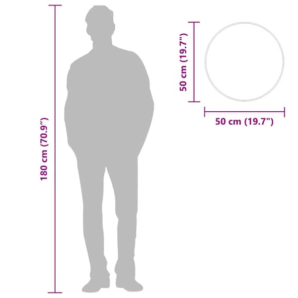 Väggspegel svart Ø 50 cm rund