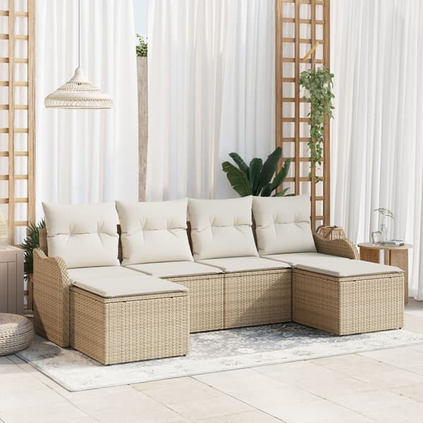 Trädgårdsoffset 6 st Beige och vit konstrotting