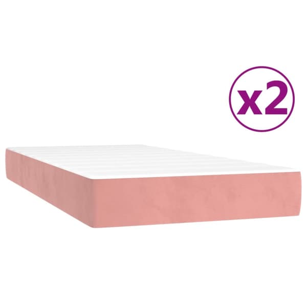 Ramsäng med madrass rosa 200x200 cm sammet