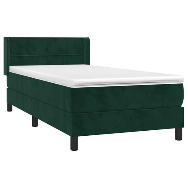 Ramsäng med madrass mörkgrön 90x190 cm sammet