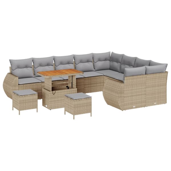 Trädgårdsoffset 12 pcs Beige konstrotting