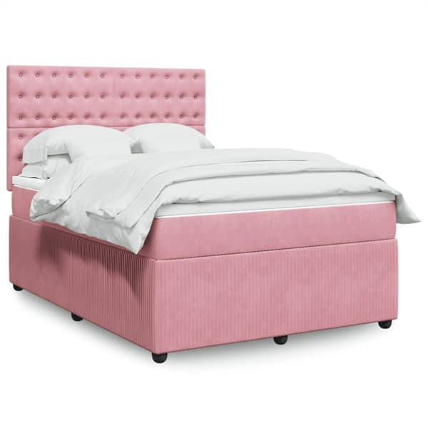 Ramsäng med madrass rosa 160x200 cm sammet