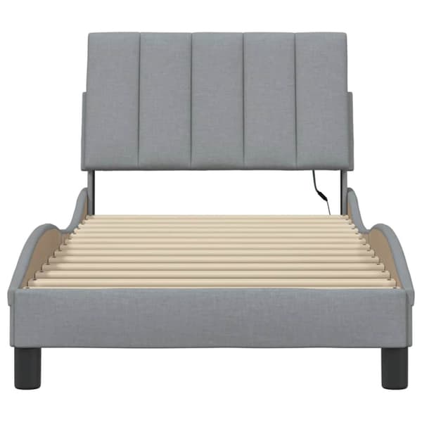 Bed Frame without Mattress "Hanko" Light Grey 90x200cm Fabric