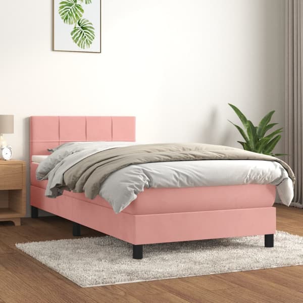 Ramsäng med madrass rosa 80x200 cm sammet