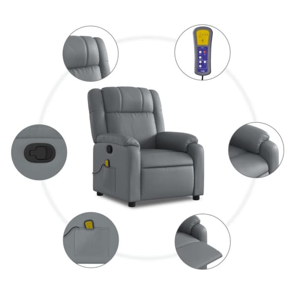 Massagefåtölj grå konstläder