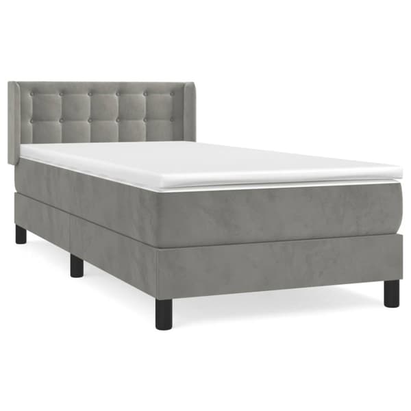 Ramsäng med madrass ljusgrå 100x200 cm sammet
