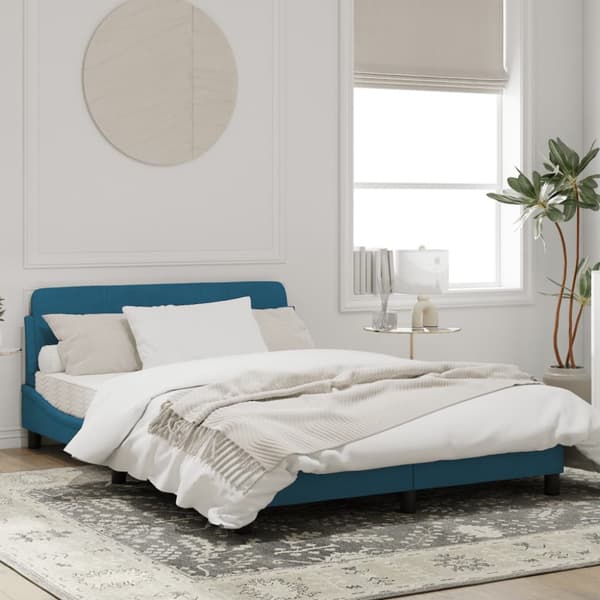 Bed Frame with Headboard "Dover" Blue 120x200 cm Velvet