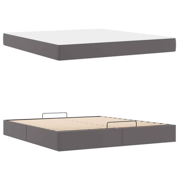 Sängram med madrass Övrigt 2 pcs Grå PVC